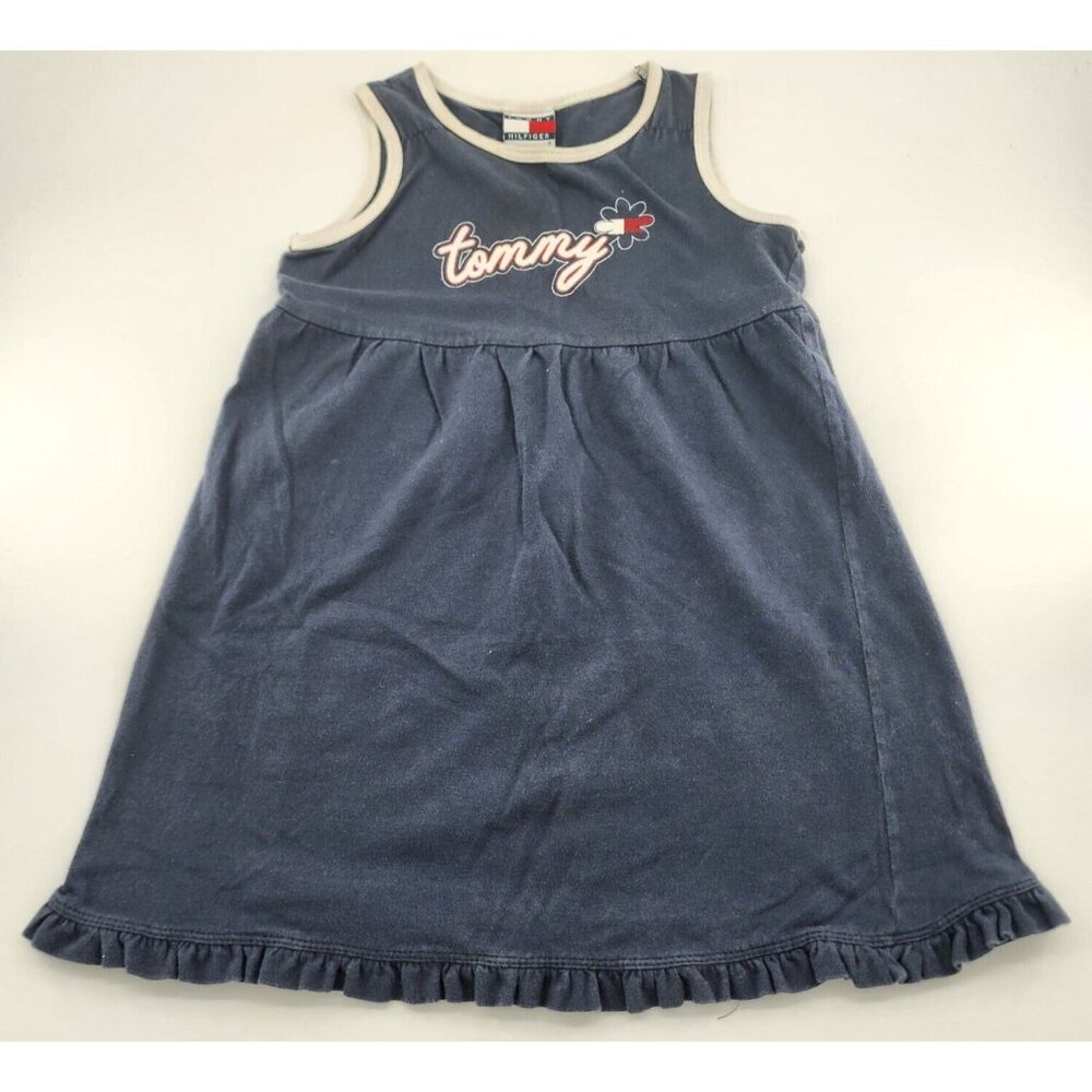Tommy Hilfiger Girls Sleeveless Fit & Flare‎ Dress Ruffle Hem Blue Size 6